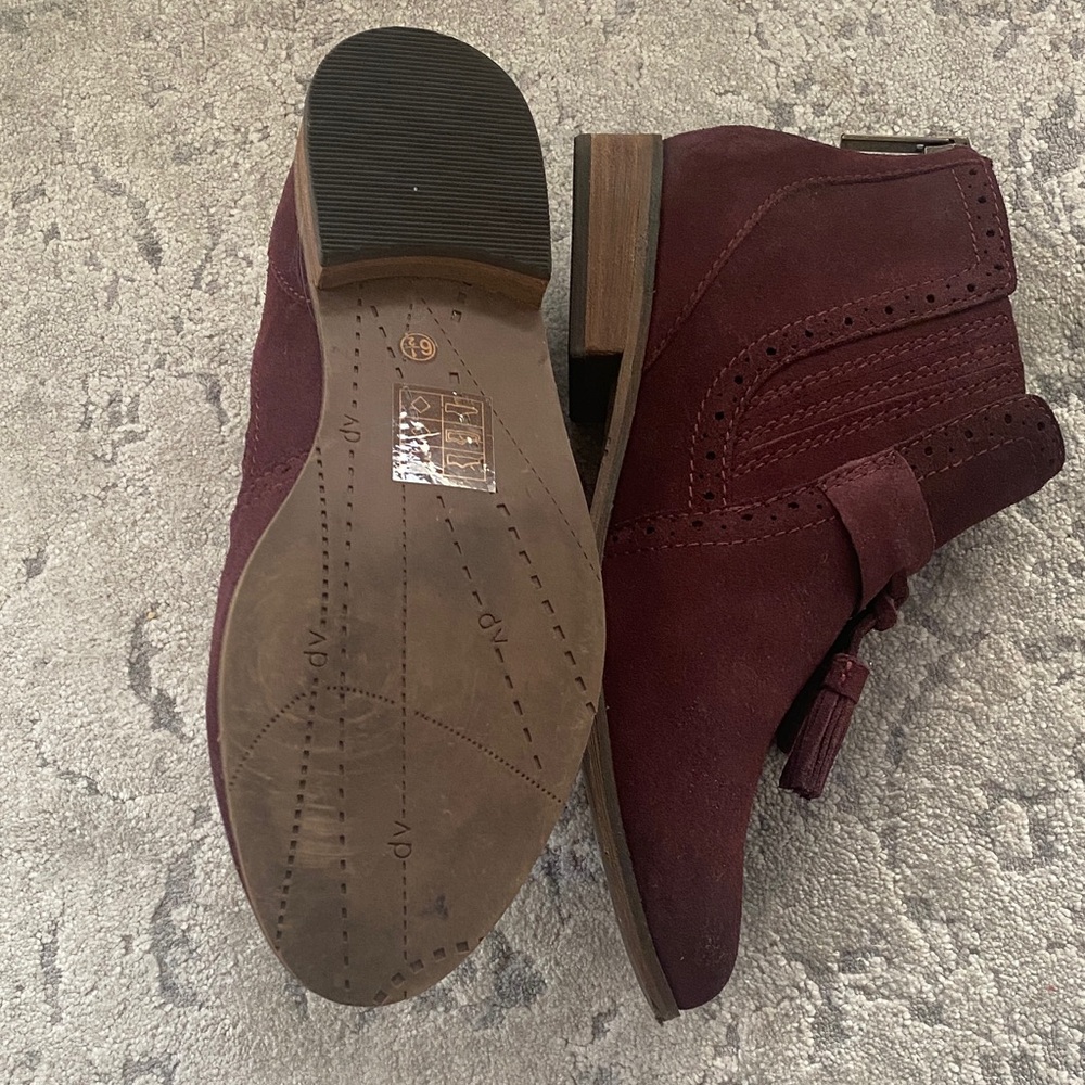 Dolce Vita Burgundy Suede Ankle Boots - Picture 5 of 8